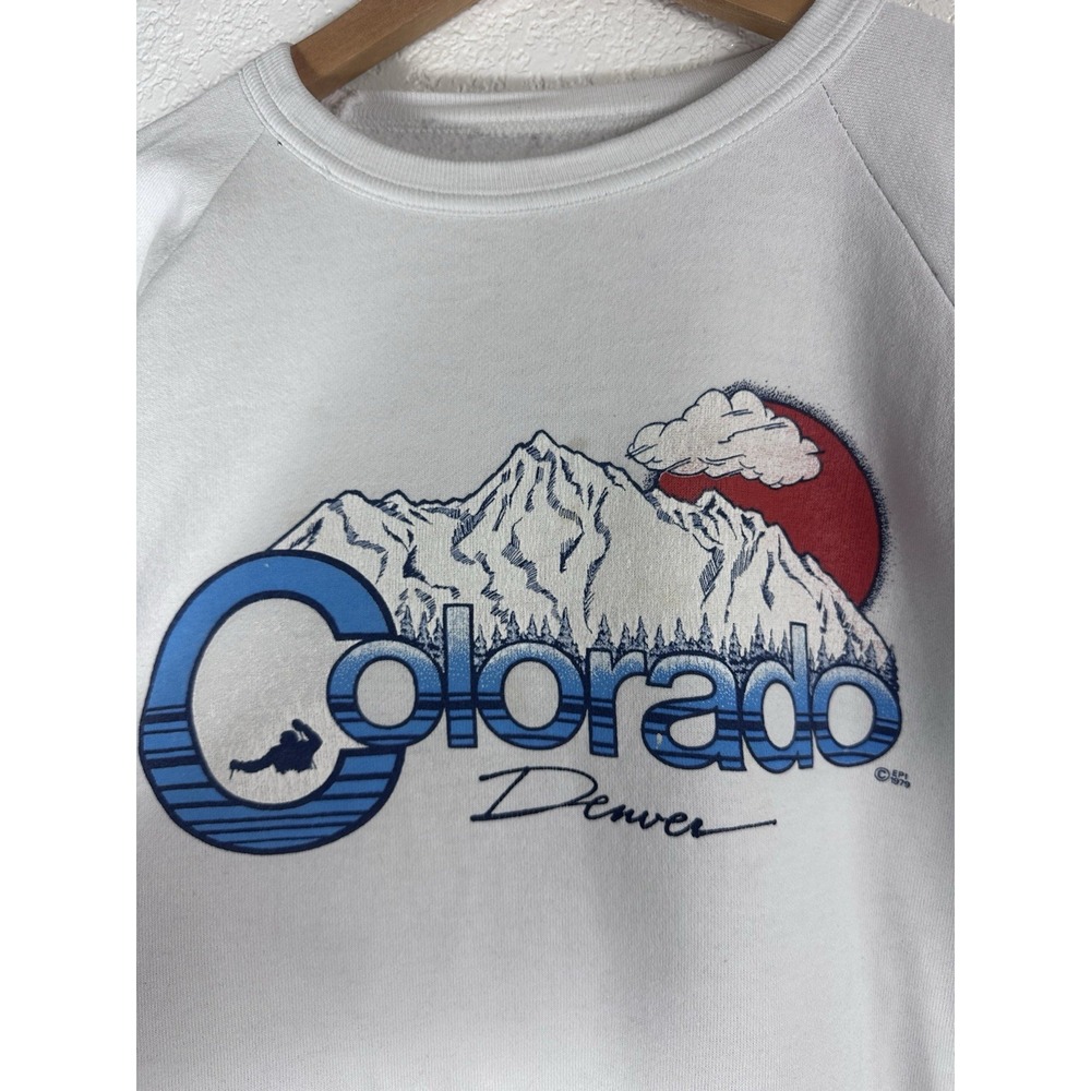 Vintage 1979 Colorado Denver Sweatshirt Raglan Mountain Graphic Crewneck 70s - Picture 3 of 12
